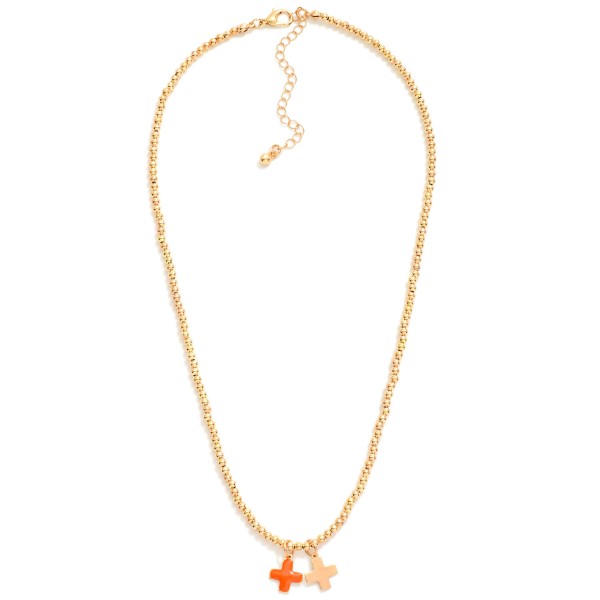 Wholesale metal Beaded Necklace Enamel Plus Cross Pendants L Extender L