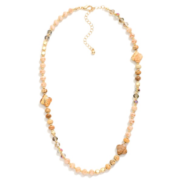 Wholesale beaded Necklace Faceted Beads Metal Tones Stone Clover Stations L Exte