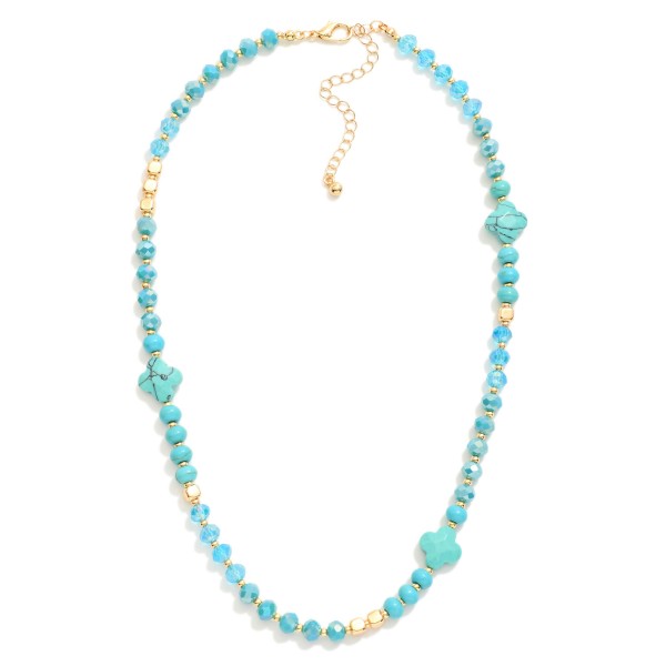 Wholesale beaded Necklace Faceted Beads Metal Tones Stone Clover Stations L Exte