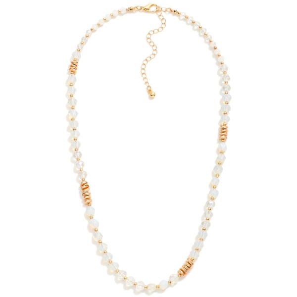 Wholesale beaded Necklace Faceted Stone Beads Glass Crystal Metal Tones L Extend