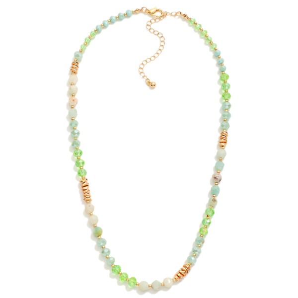 Wholesale beaded Necklace Faceted Stone Beads Glass Crystal Metal Tones L Extend