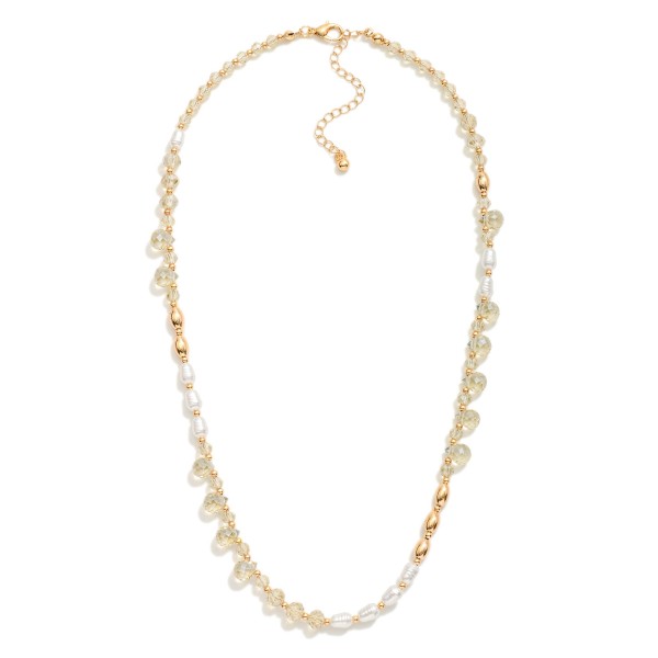 Wholesale beaded Necklace Glass Crystal Teardrops Pearl Metal Tones L Extender L