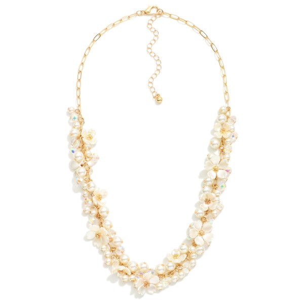 Wholesale chain Link Necklace Linked Pearl Cluster Detail L Extender L