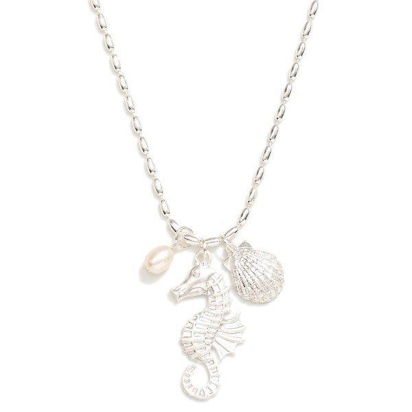 Wholesale oval Beaded Necklace Metal Beach Pendants Pearl L Extender L