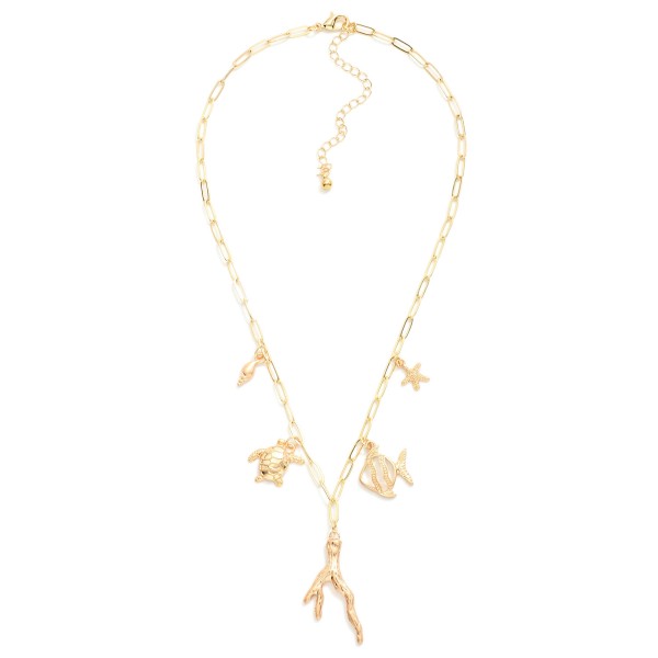Wholesale paperclip Chain Link Charm Necklace Metal Beach Charms L Extender L