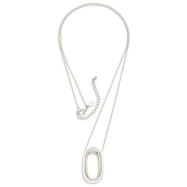 Wholesale long Chain Link Necklace Linked Metal Oval Pendant L Extender L