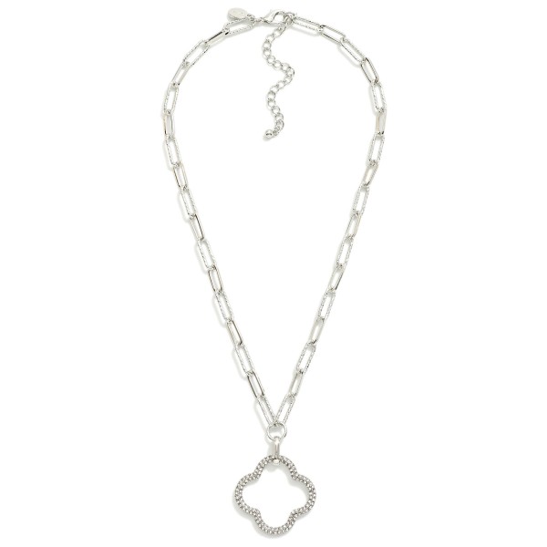 Wholesale textured Metal Paperclip Chain Link Necklace Rhinestone Studded Hollow