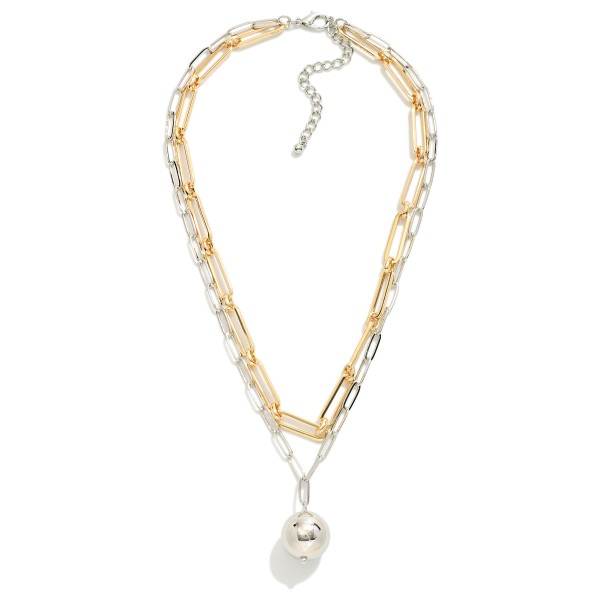 Wholesale layered Chain Link Necklace Metal Ball Pendant L Extender L