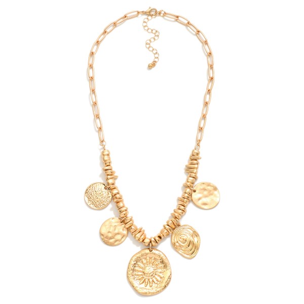 Wholesale paperclip Chain Link Pendent Necklace Metal Beads Metal Coins L Extend