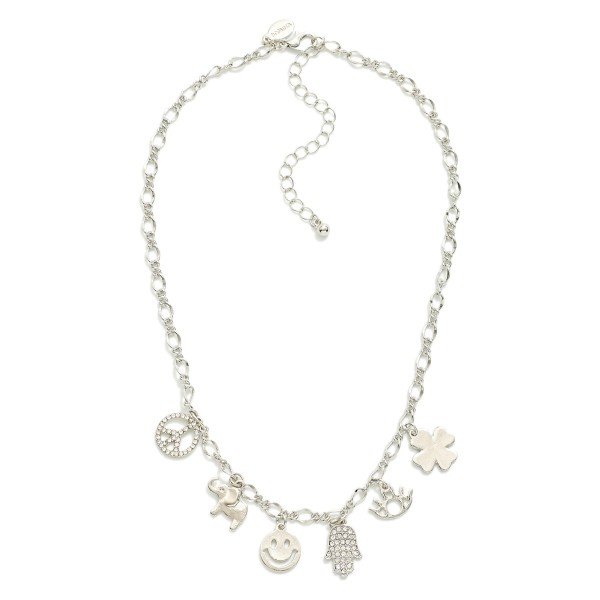 Wholesale chain Link Charm Necklace Metal Peace Luck Charms L Extender L