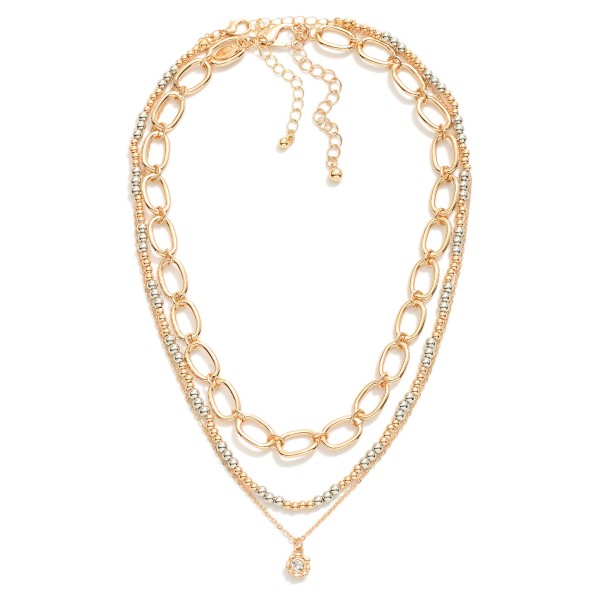 Wholesale set Two Metal Beaded Chain Link Necklaces L Extender L