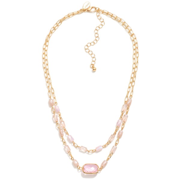 Wholesale layered Chain Link Necklace Glass Crystal Faceted Beads L Extender L