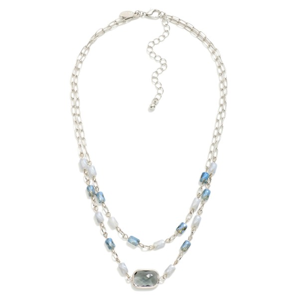 Wholesale layered Chain Link Necklace Glass Crystal Faceted Beads L Extender L