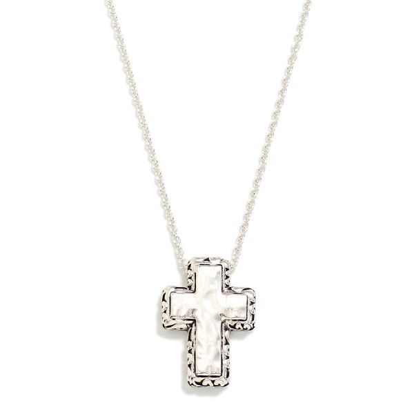 Wholesale chain Link Necklace Chunky Hammered Metal Cross Pendant L Extender L