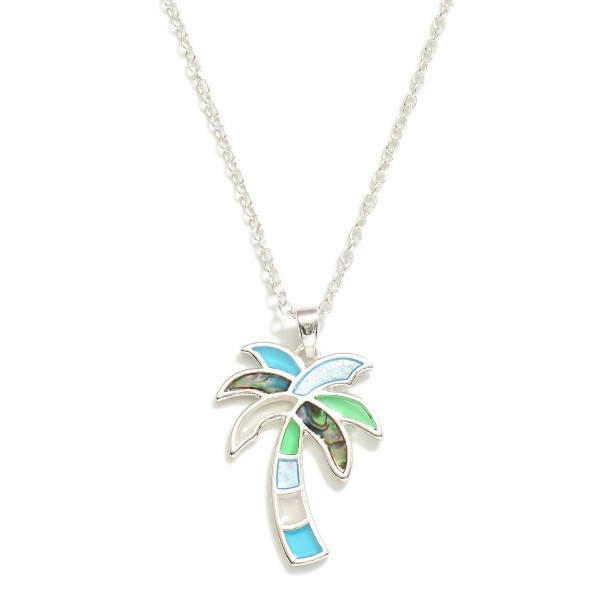 Wholesale chain Link Necklace Acetate Pearlescent Palm Tree Pendant L Extender L