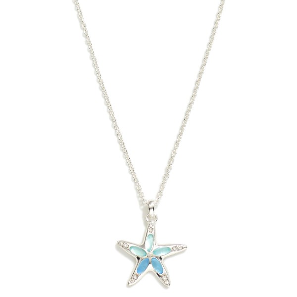 Wholesale chain Link Necklace Acetate Rhinestone Starfish Pendant L