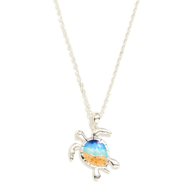 Wholesale metal Chain Link Necklace Resin Beach Turtle Pendant L