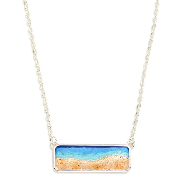 Wholesale metal Chain Link Necklace Resin Beach Rectangle Pendant L