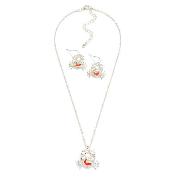 Wholesale long Chain Link Necklace Crab Pendent Rhinestone Accents Crab Drop Ear