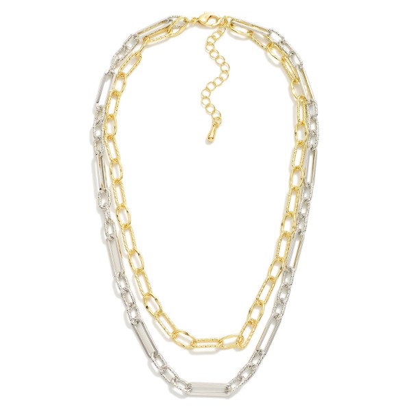 Wholesale two Layered Textured Paper Clip Chain Link Necklace L Extender L
