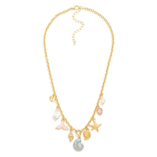 Wholesale chain Link Charm Necklace Porcelain Pearl Glass Crystal Metal Charms L