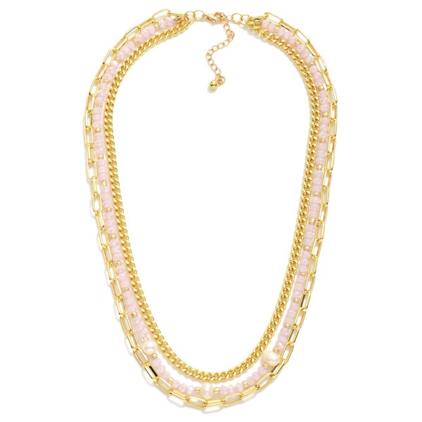 Wholesale layered Chain Link Necklace Faceted Beads Pearls L Extender L