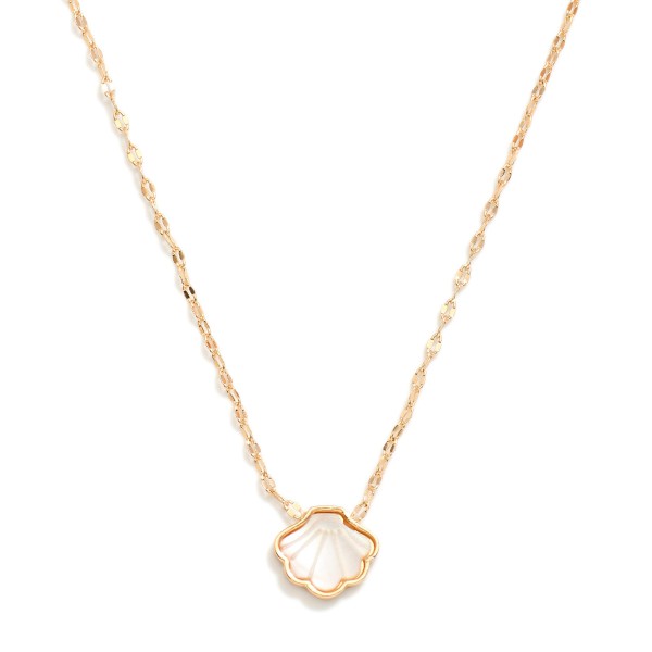 Wholesale flat Chain Link Necklace Pearlescent Shell Pendant L Extender L
