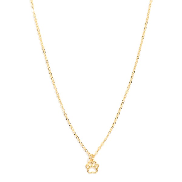 Wholesale chain Link Necklace Hollow Metal Paw Print Pendant L Extender L k Gold