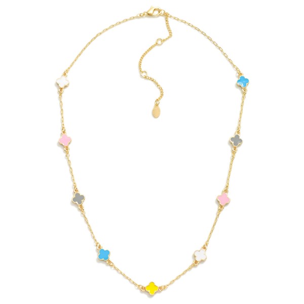 Wholesale chain Link Necklace Enamel Clover Stations L Extender L