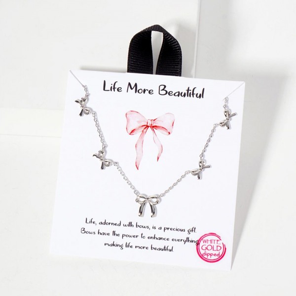 Wholesale dainty Chain Link Necklace Metal Bow Stations Gold Dipped Made Korea E