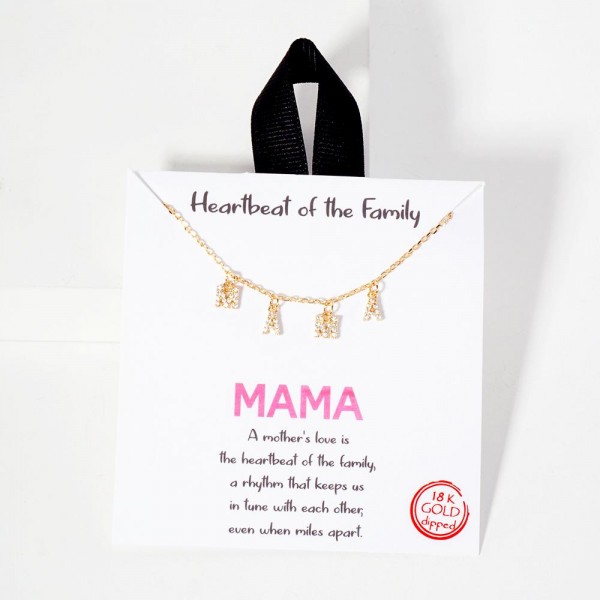 Wholesale dainty Chain Link Necklace Metal MAMA Letter Charms Cubic Zirconia Acc