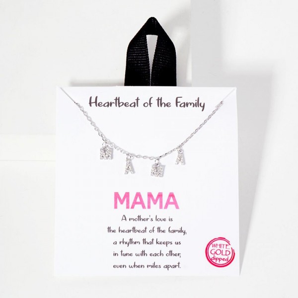 Wholesale dainty Chain Link Necklace Metal MAMA Letter Charms Cubic Zirconia Acc