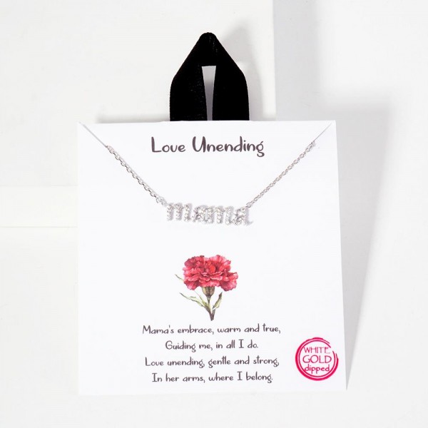 Wholesale dainty Chain Link Necklace Metal mama Pendant Cubic Zirconia Accents L