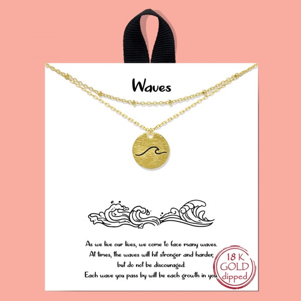 Wholesale layered Dainty Chain Link Necklace Metal Wave Pendant L Extender L Mad
