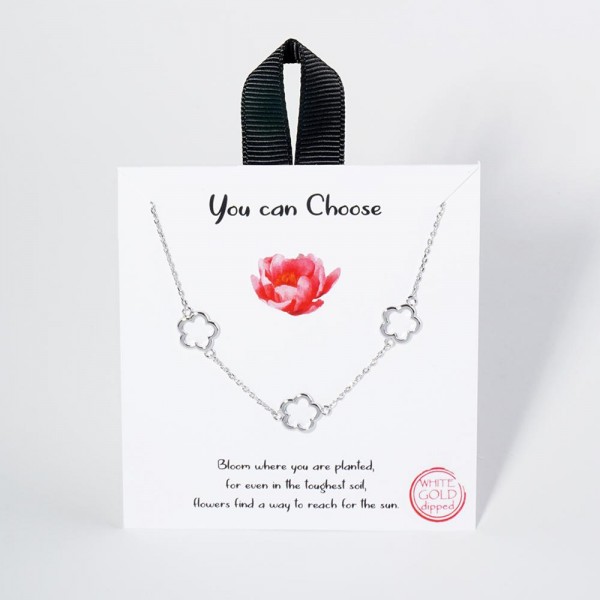 Wholesale dainty Chain Link Necklace Metal Hollow Flower Stations L Extender L M