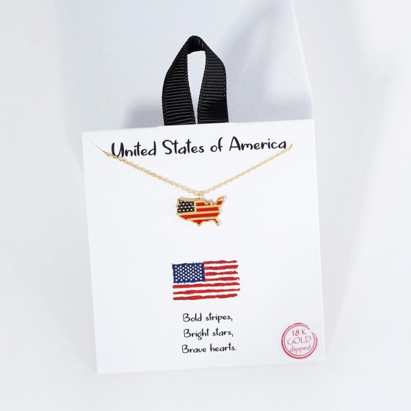 Wholesale dainty Chain Link Necklace Enamel United States America Pendant L Exte