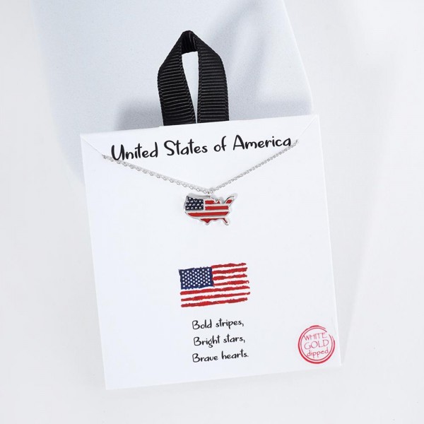 Wholesale dainty Chain Link Necklace Enamel United States America Pendant L Exte