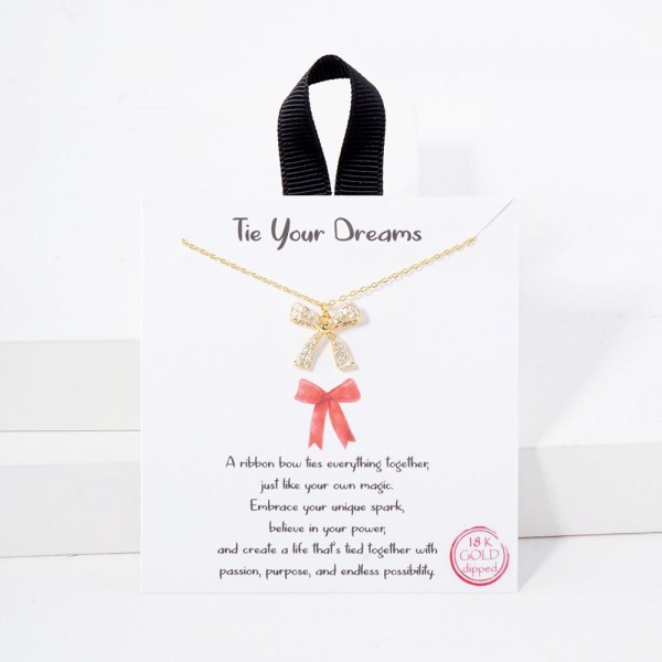 Wholesale dainty Chain Link Necklace Cubic Zirconia Bow Pendant L Extender L Mad