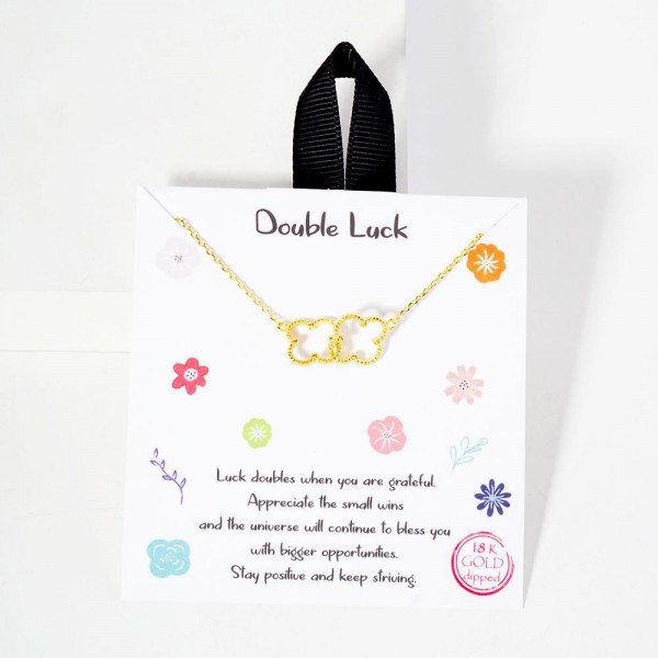 Wholesale dainty Chain Link Necklace Metal Interlocked Clover Pendant L Extender