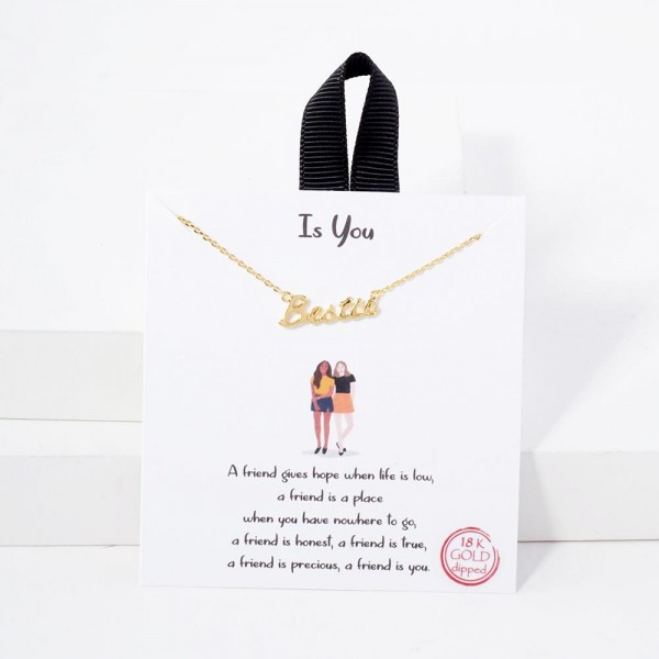 Wholesale dainty Chain Link Necklace Bestie Pendant L Extender L Hypoallergenic