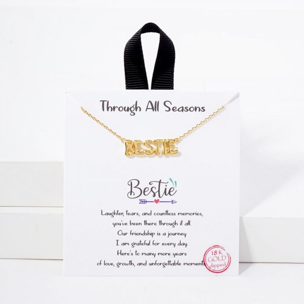 Wholesale dainty Chain Link Necklace BESTIE Pendant L Extender L Hypoallergenic