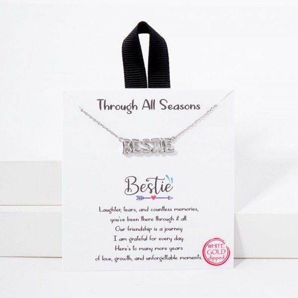 Wholesale dainty Chain Link Necklace BESTIE Pendant L Extender L Hypoallergenic