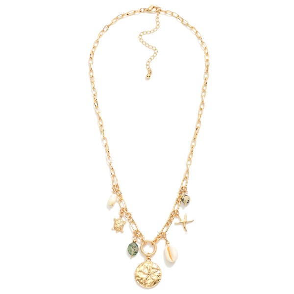 Wholesale chain Link Charm Necklace Metal Tones Pearl Charms L Extender L