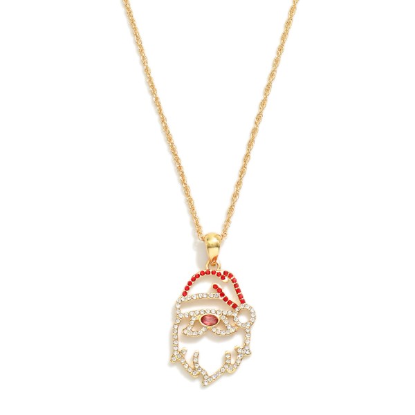Wholesale chain Link Necklace Rhinestone Studded Santa Claus Outline Pendant L