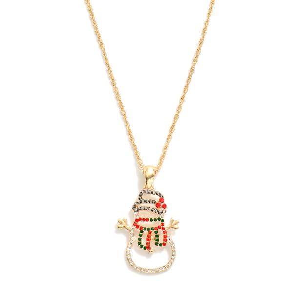 Wholesale chain Link Necklace Rhinestone Studded Snowman Outline Pendant L