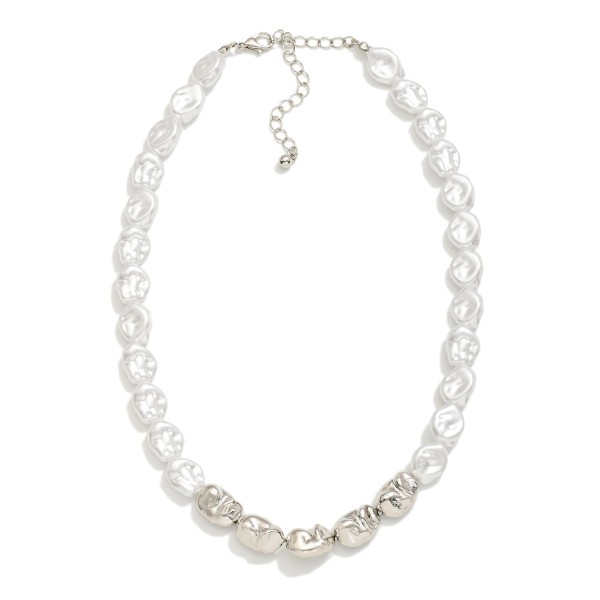 Wholesale baroque Pearl Beaded Necklace Metal Accents L