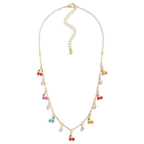 Chain Link Necklace Featuring Enamel Cherry Charms

- Approximately 14" L
- Extender 3" L