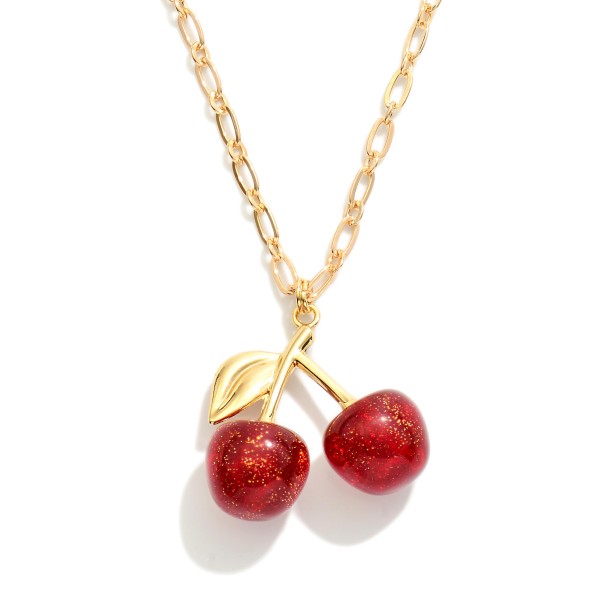 Wholesale chain Link Necklace Glitter Cherries Pendant L Extender L