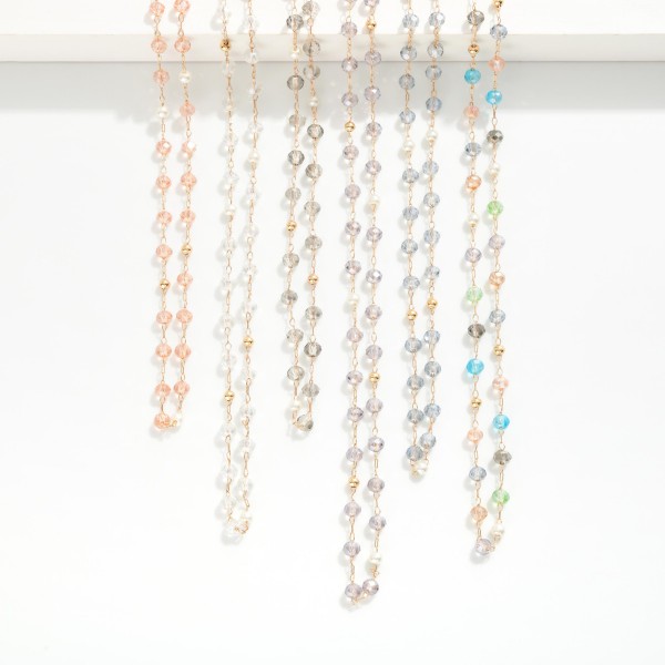 Chain Link Necklace Featuring Faceted Bead Stations
- Approximately 16" L
- Extender 3" L