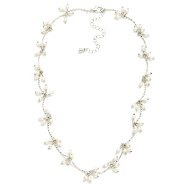 Wholesale linked Twisted Metal Drop Earring Pearl Cluster Details L